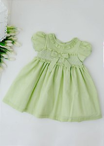 Vestido Bebê Casinha de Abelha Babados Verde