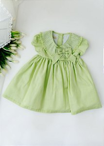 Vestido Bebê Casinha de Abelha Transpassado Verde