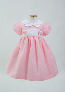 Vestido Bebê Rosa Gola e Pala Bico