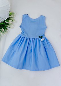 Vestido Infantil Azul Claro Com Detalhe Xadrez