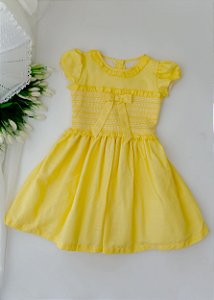 Vestido Infantil Casinha de Abelha Babados Amarelo