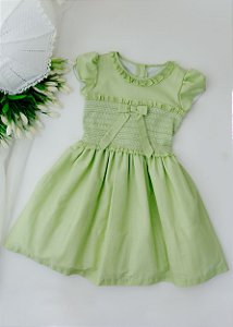 Vestido Infantil Casinha de Abelha Babados Verde
