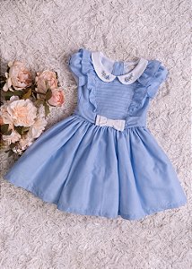 Vestido Infantil Com Gola Azul BB