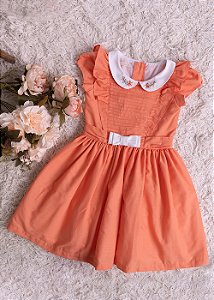 Vestido Infantil Com Gola Coral