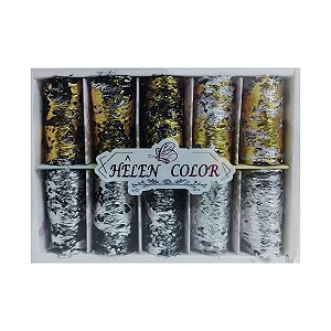 Foil Nail Art Prata e Dourada 5 Pares Cada Helen Color