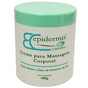 Creme Massagem Corporal Argila Verde e Óleo de Semente de Uva 500g Epidermis