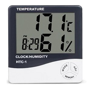 Termômetro Digital Higrômetro – Medição De Umidade e Relógio Digital