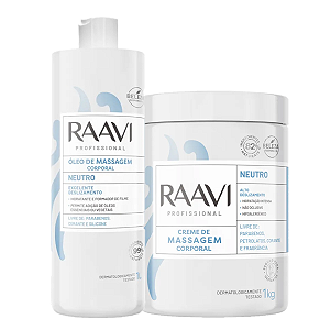 Kit Massagem Neutro Creme e Óleo Raavi