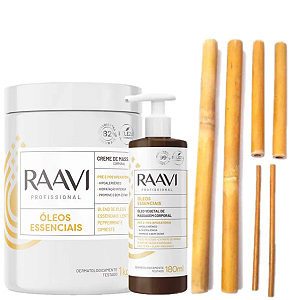 Kit Bambuterapia Massagem Relaxante Óleos Essenciais Corporal