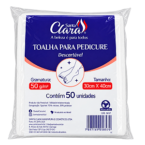 Toalha Para Pedicure 30cmX40cm 50 Uni Santa Clara