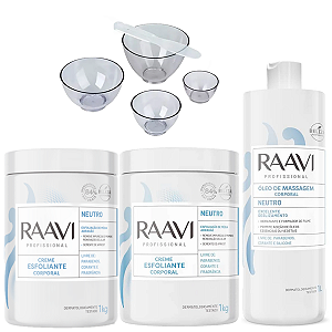Kit Corporal Massagem Neutro Raavi Brinde Cubetas