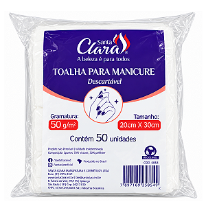 Toalha Para Manicure Gr 50g 20cmx30cm 50uni Santa Clara