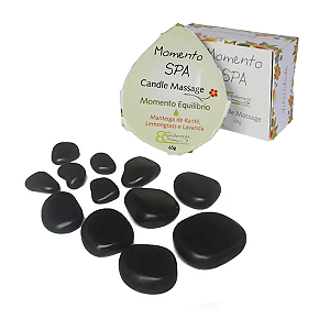 Kit Pedras Quentes 24 Uni E Vela Massagem Relaxante