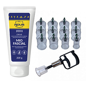 Kit Ventosas e Creme Miofascial D'Agua Natural