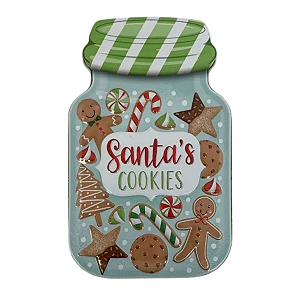 Lata de Metal de Natal Pote Santa´s Cookies