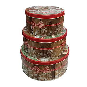 Kit 3 Latas Redondas Cookies Natalinas P M e G