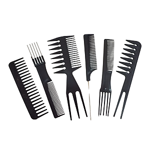 Kit 6 Pentes Para Cabelos Preto