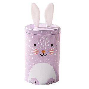 Lata Metal Redonda Coelho Páscoa 10x18cm