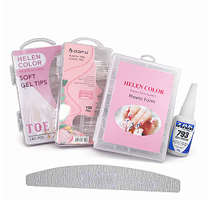 Kit Unhas Postiças Tips Mãos e Pés Completo