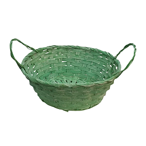 Cesta Decorativa Bambu Oval Alça 23cm
