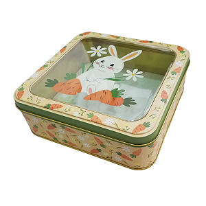 Lata Metal Quadrada Páscoa 15,5x15,5cm
