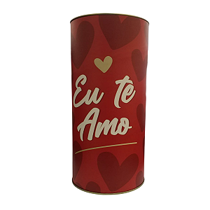 Lata Tubo Decorativo Eu Te Amo Vermelho