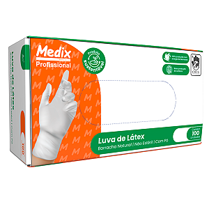 Luva De Látex Borracha Natural PP Medix 100 Unidades
