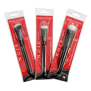 Kit Pincéis Faciais Macrilan Coleção Noir