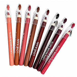 Lápis Batom Matte Contorno Labial Apontador Love Rain