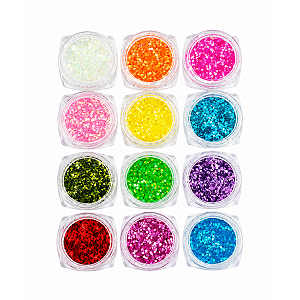 Kit Pote de Glitter 12 Cores