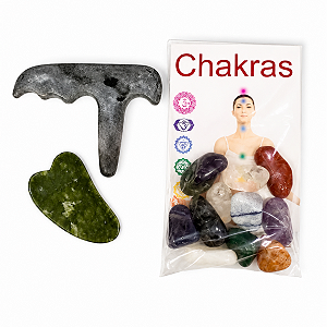 Kit Massagem Pedras Reflexologia Chakras Facial e Corporal