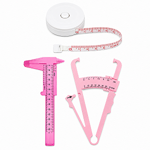 Kit Adipômetro Paquímetro Fita Métrica Medição de Gordura