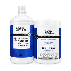 Kit Creme e Óleo Massagem Corporal Neutro D'Agua Natural