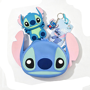 Kit Bolsas Stitch 3 Peças Bolsa Grande Pequena Porta Cartão
