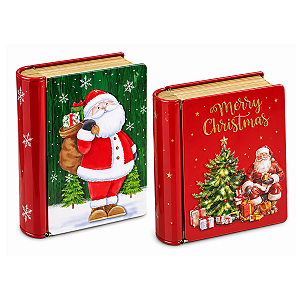 Kit 2 Latas Formato de Livro Natalinas Metal 10x12cm