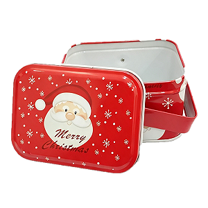 Lata Natalina com Alça Papai Noel 9,5x10x8,5cm