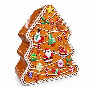 Lata Decorativa Metal Natal Árvore Biscoito 11x15cm