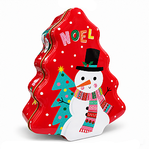 Lata Decorativa Árvore de Natal Boneco de Neve 15x18cm