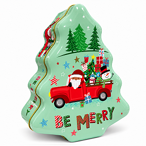 Lata Decorativa Árvore de Natal Carro 15x18cm
