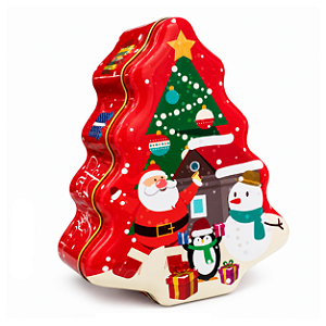 Lata Decorativa Árvore de Natal Papai Noel 15x18cm