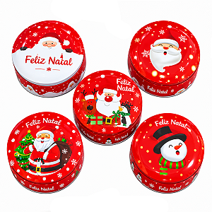 Lata Natalina Pequena Para Vela Doces 7cm