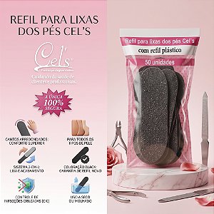 REFIL DE LIXA DESCARTAVEL PARA PES COM REFIL PLASTICO C/50 CELS
