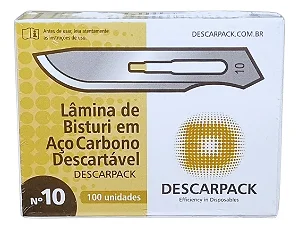 LÂMINA DE BISTURI EM AÇO CARBONO ESTÉRIL CX C/1O0 DESCARPACK