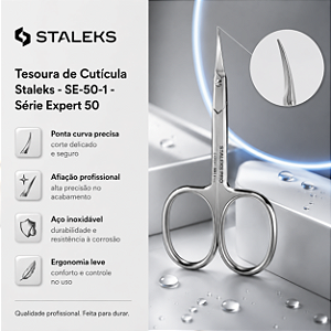 TESOURA DE CUTICULA STALEKS PRO - SE 50/1 - SERIE EXPERT 50