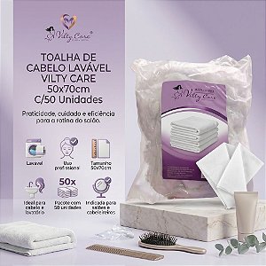 TOALHA DESCARTÁVEL PARA CABELO VILTY CARE 50x70cm C/50UND