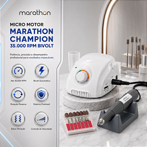 MICRO MOTOR MARATHON CHAMPION PROFISSIONAL 35.000 RPM BIVOLT PARA NAIL DESIGN E PODOLOGIA