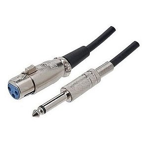 Cabo Para Microfone P10 Mono Xlr Fêmea - 5 Metros