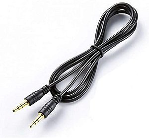 Cabo Auxiliar de Som P2 x P2 macho Estéreo 2 Metros com Pontas Douradas