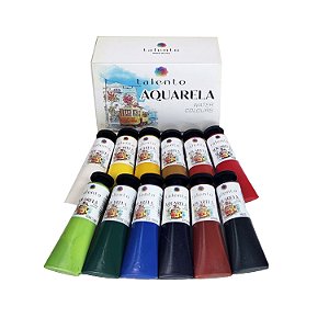 Kit Aquarela 12 cores Water Colours