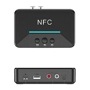 Receptor Transmissor Áudio Usb Bluetooth 5.0 Nfc C/ P2 E Rca